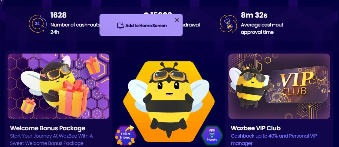 Wazbee — 250% až 2 000 € + 200 zatočení zdarma